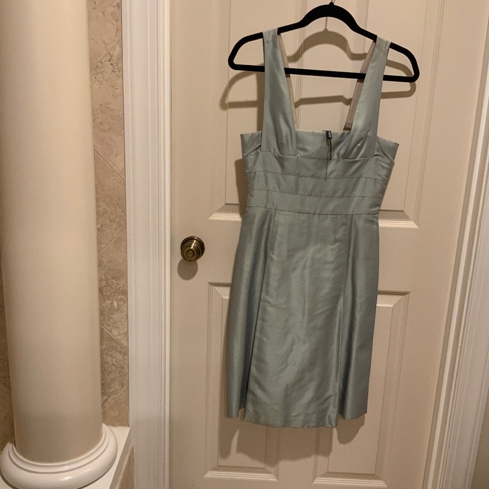 Akris silk knee length dress, gray green color, never worn, no tags